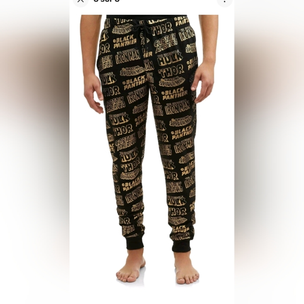 NWOT Medium Marvel Jogger Sleep Pants Golden Prints